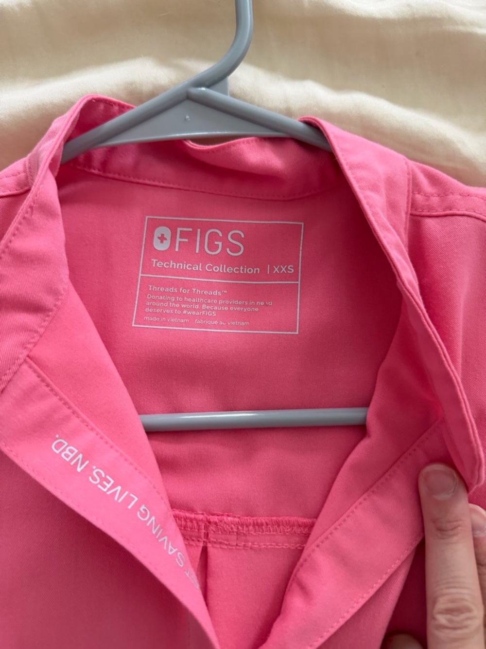 Figs Women's Mandarin Collar Scrub Top in Bright Pink - Picture 2 of 4